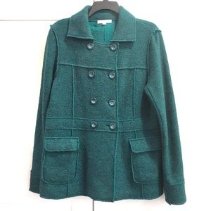 Kenar Pine Green Wool Blend Jacket, Size LG.